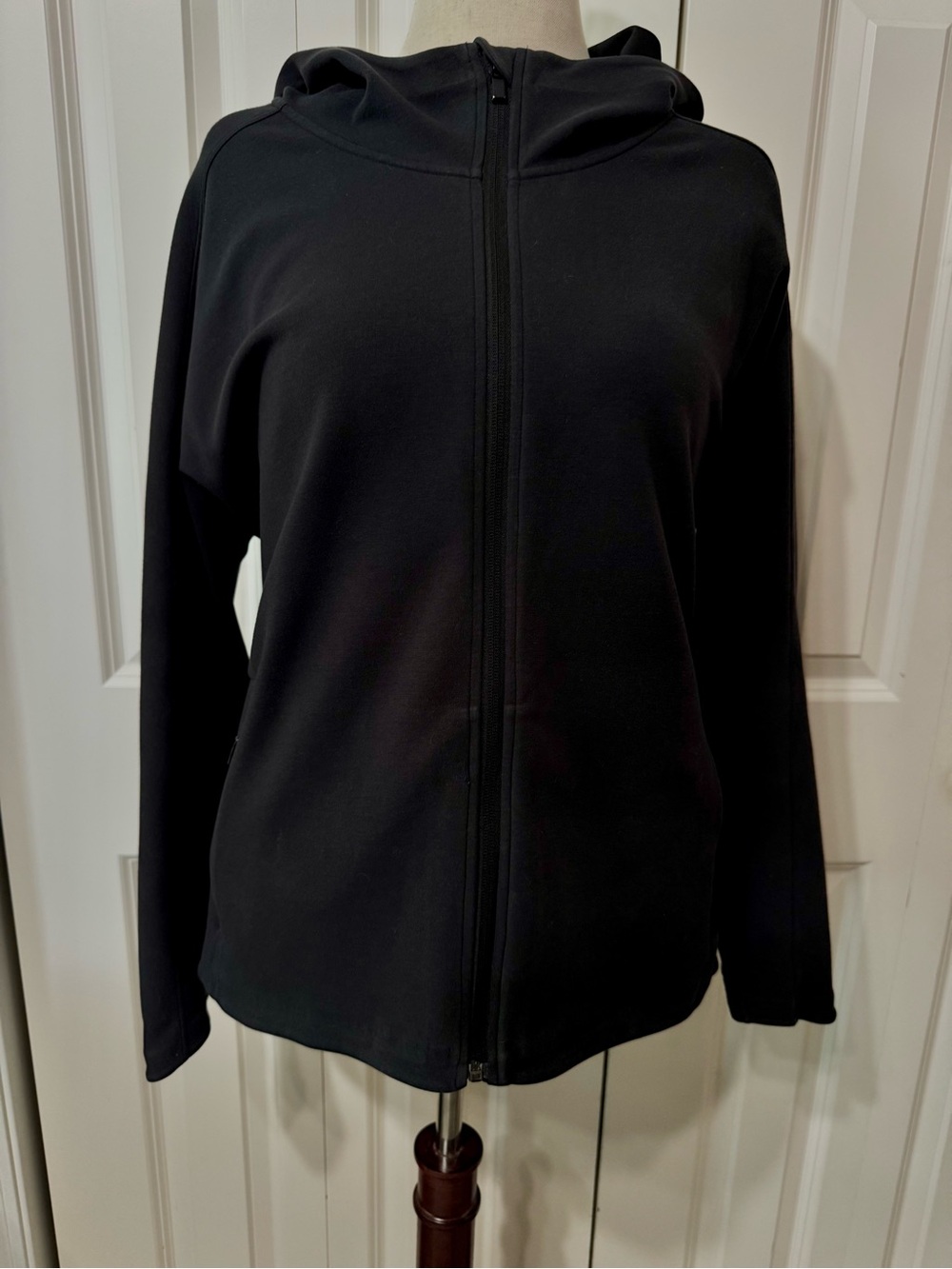 Black Athleta Jacket with Zippered Pockets and Hood